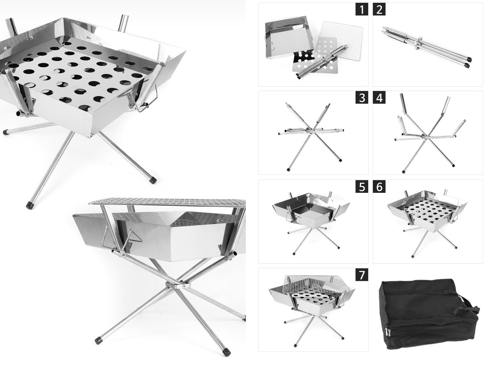 楽天市場 ファイアグリル Charcoal Grill 網2枚 炭ハサミ Bag付 ドミノサーフアンドキャンプ