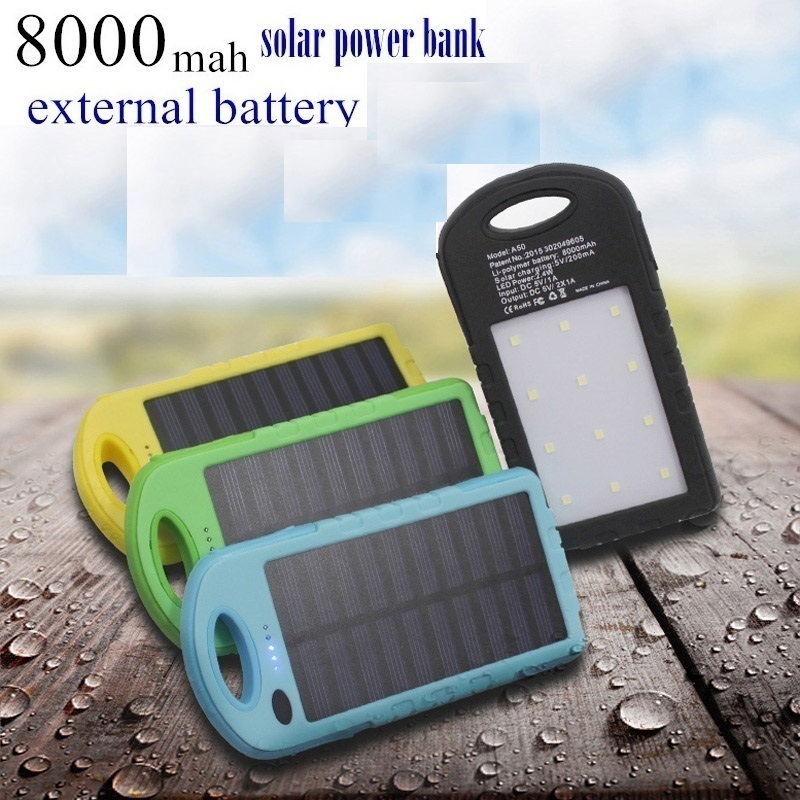 8000mAh 太陽光パネル モバイル充電器 12LEDライト 防災 定形外郵便で送料無料 訳あり商品