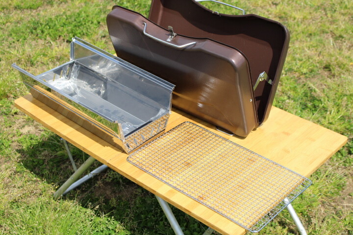 楽天市場 スーツケース型ポータブルバーベキューグリル ｍサイズ 3人 6人用 カバン型bbqコンロ ブラウン キャンプ アウトドア 手軽にbbq ドミノサーフアンドキャンプ