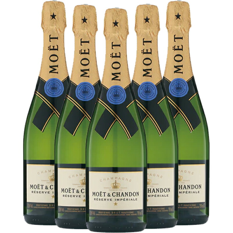 モエ エ シャンドン ブリュット レゼルヴ アンペリアル 箱付き 750ml × ５本 セット [ フランス シャンパーニュ地方 父の日 シャンパン 並行品 コク辛口 白泡 ワインセット ]【送料無料】