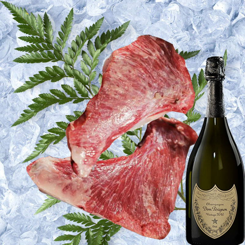 【スーパーSALE限定クーポン対象】佃の鮪 最高峰 天然本マグロ ホホ 肉 + ソムリエ厳選 シャンパン セット [ フランス シャンパーニュ ドンペリ まぐろ 希少部位 送料無料 ] ※冷凍天然マグロホホ2ケ約１ｋｇ ※冷凍発送 ※入荷次第発送となる場合あり