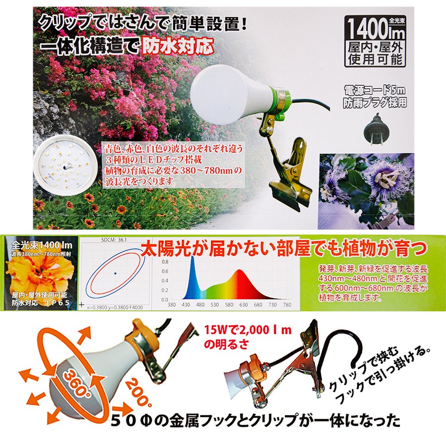 富士倉(Fujikura) 植物育成用クリップランプ15W KY-15W-SC CoNbHPCjLc, ライト、照明器具 -  centralcampo.com.br