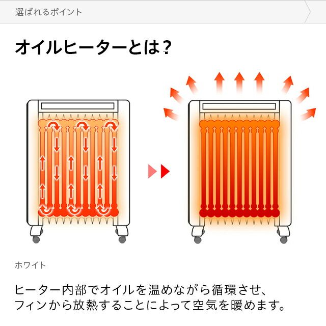 楽天市場 オイルヒーター ヒーター 送料無料 電気ヒーター 足元 オフィス 脱衣所 トイレ 薄型 スリム コンパクト タイマー付き キャスター付き 静音 省エネ モダンデコ