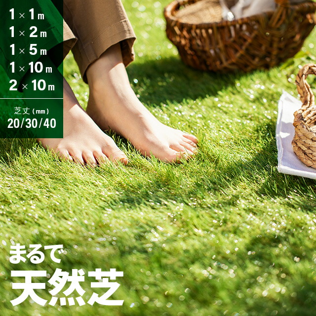 人工芝　1m×10m 固定ピンなし 人工芝 1m×10m 全高37mm ピン 22本 4色立体感 透水穴つき リアル