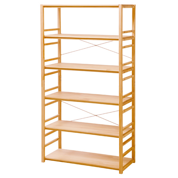 6段 ラック ナチュラル/オフホワイト/サンドベージュ シェルフ 収納棚