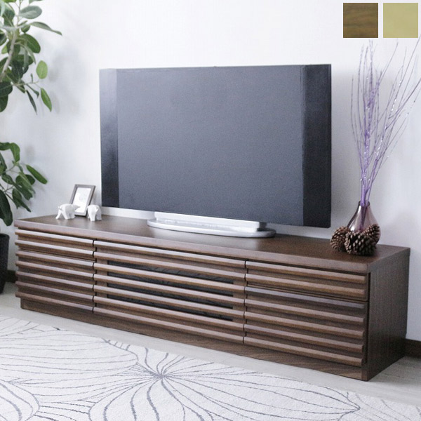 160 テレビボード ブラウン/ナチュラル テレビ台 ローボード TV台 TVボード 木製 くるみ 無垢 ウォールナット調 ルーバー調 幅159.5cm 奥行41.5cm 高さ39.5cm シンプル 上質 高級感 おしゃれ 収納