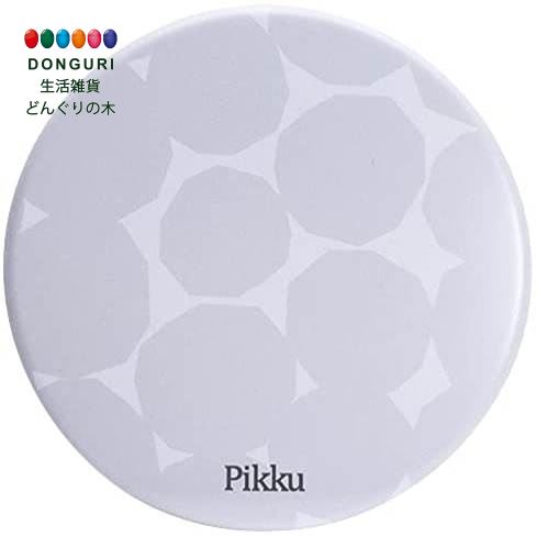 現代百貨 Pikku ラウンドミラー ドット GRAY ミラー Φ76 ポーチ W90×H100mm A468GY <母の日 プレゼント 入園祝い 入学祝い かわいい おしゃれ お返し>