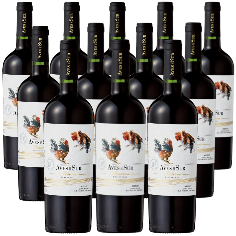 [12本セット] デル・スール・メルロー・レセルバ (ビーニャ・デル・ペドリガル)　Aves del sur Merlot Reserva (Vina del Pedregal S.A)　チリ セントラル・ヴァレー ロンコミージャ・ヴァレーDO 赤 フルボディ 750ml 10,944円