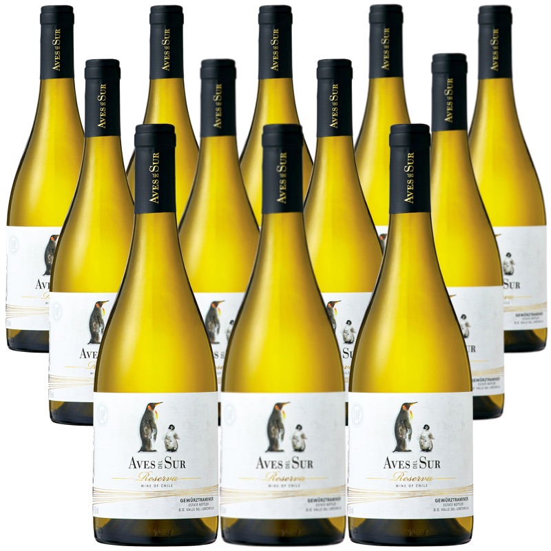[12本セット] デル・スール・ゲヴュルツトラミネール・レセルバ (ビーニャ・デル・ペドリガル)　Aves del sur Gewurztraminer Reserva (Vina del Pedregal S.A)　チリ セントラル ヴァレー マウレ ヴァレー ロンコミージャ ヴァレーDO 白 やや辛口 750ml