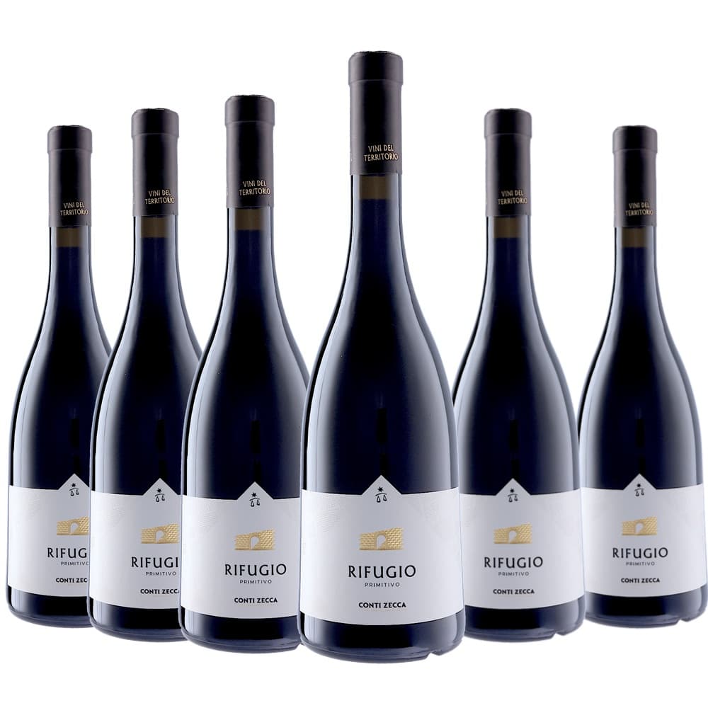 [6本セット] リフージョ・プリミティーヴォ・コンティ・ゼッカ (コンティ・ゼッカ) / Rifugio Primitivo Conti Zecca Salento Rosso IGT (Azienda Agricola Conti Zecca) / イタリア / プーリア / サレントIGT / 赤ワイン / フルボディ / 750ml｜Donguriano　Wine