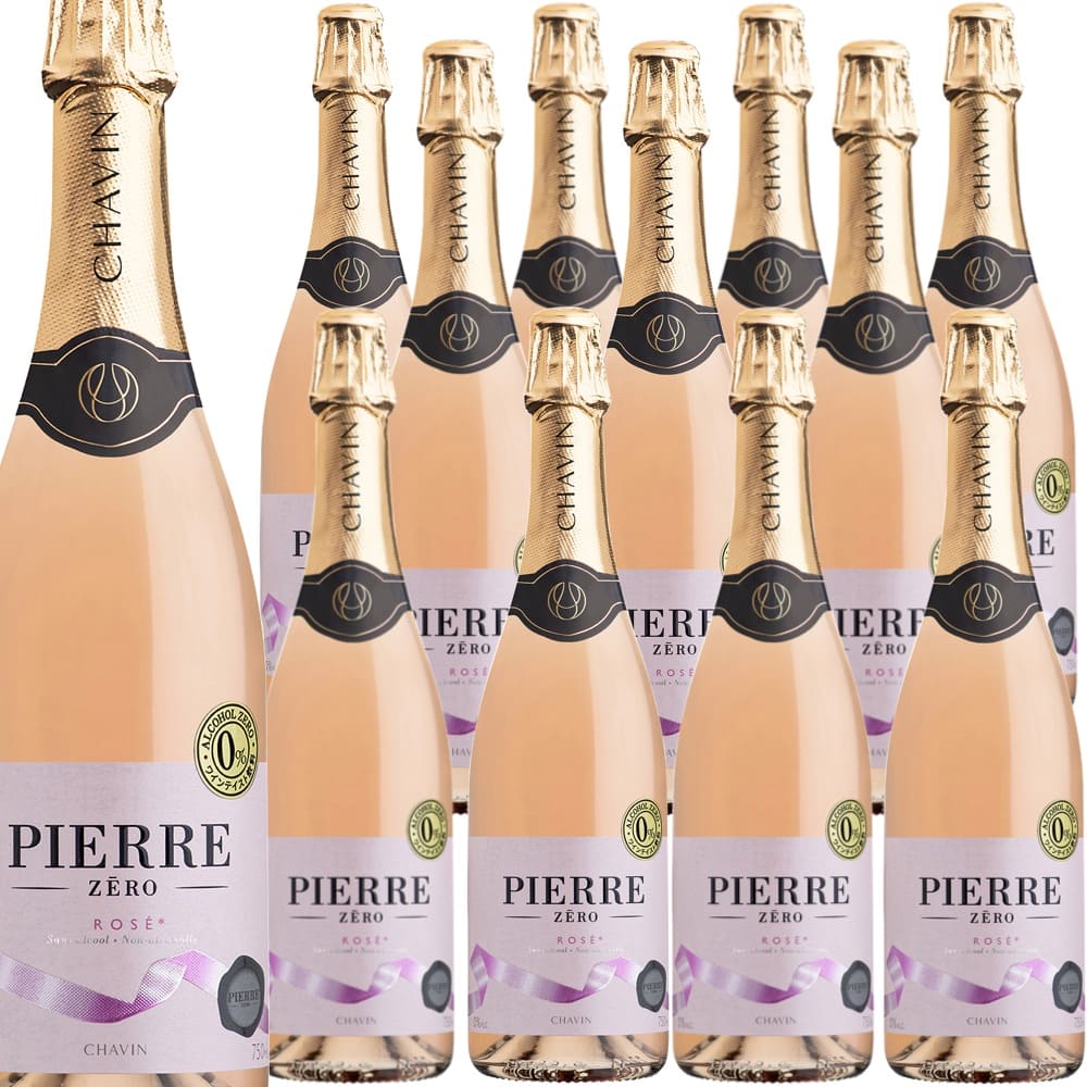 [12本セット] ピエール・ゼロ・ロゼ・スパークリング (ピエール・シャヴァン)　Pierre Zero Rose Sparkling (Domaines Pierre Chavin)　フランス ロゼ 辛口 スパークリングワイン 泡 ノンアルコール 清涼飲料水 ブドウジュース 750ml