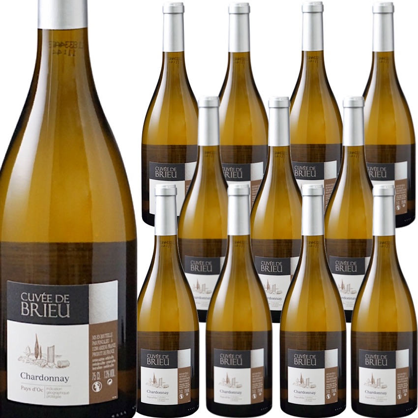 [12本セット] ペイ・ドック・シャルドネ・キュヴェ・ド・ブリュ (フォンカリュ)　Pays d’Oc Chardonnay Cuvee de Brieu (Les Vignobles Foncalieu)　フランス ラングドック・ルション 白 辛口 750ml