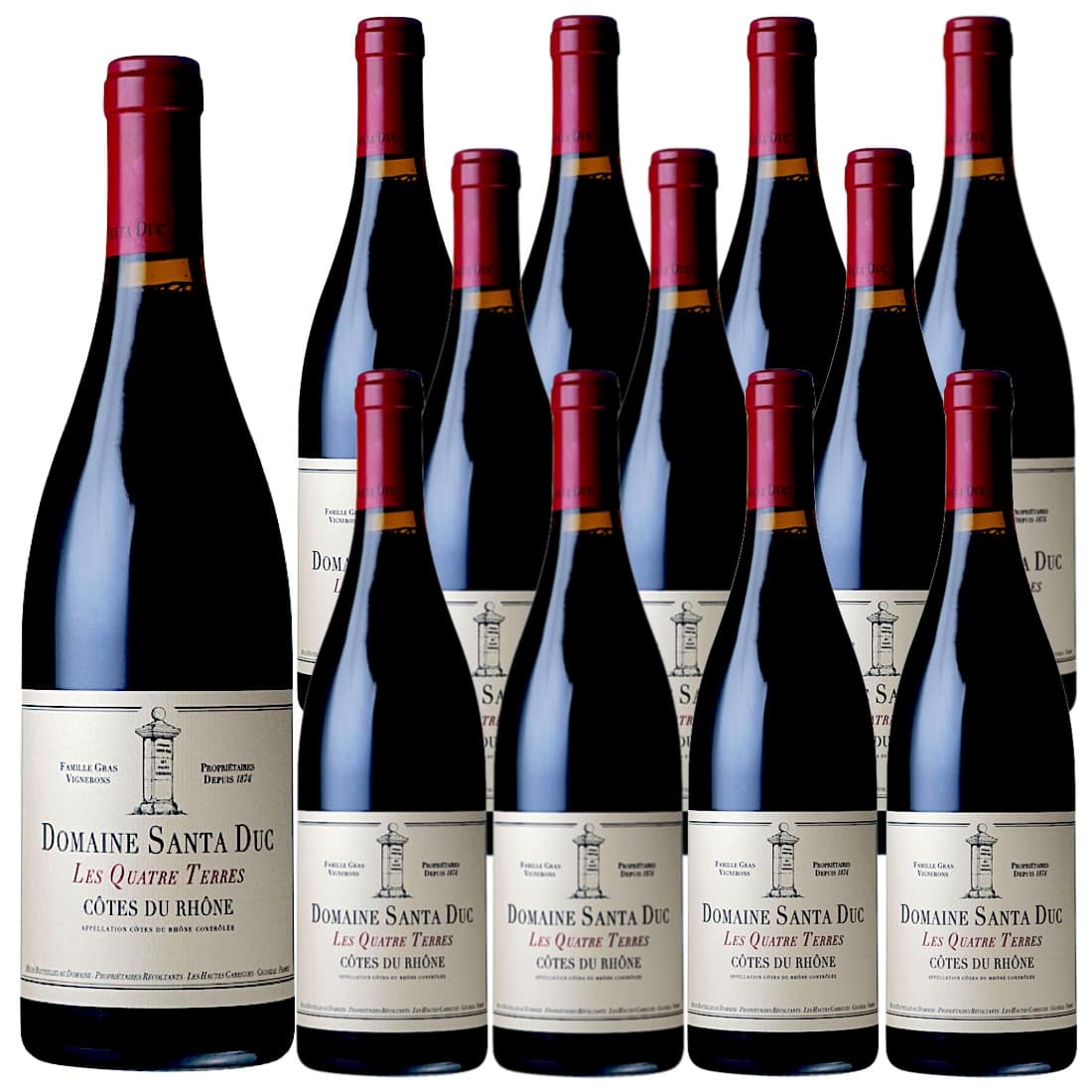 [12本セット] コート・デュ・ローヌ・ルージュ・レ・カトル・テール [2024] (ドメーヌ・サンタ・デュック) / Cotes du Rhone Rouge Les Quatre Terres (Domaine Santa Duc) / フランス / コート・デュ・ローヌ / 赤ワイン / フルボディ / 750ml｜Donguriano　Wine