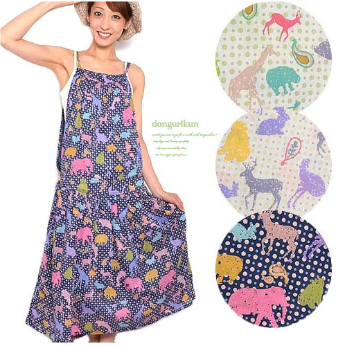 楽天市場 Sale サロペット風がかわいい インド綿エプロンワンピース ドット アニマルシルエット柄 オーバーオールスカート ジャンパースカート キャンディカラー コットン100 レトロ柄 マタニティ 授乳服 夏フェス サロペットスカート オールインワン