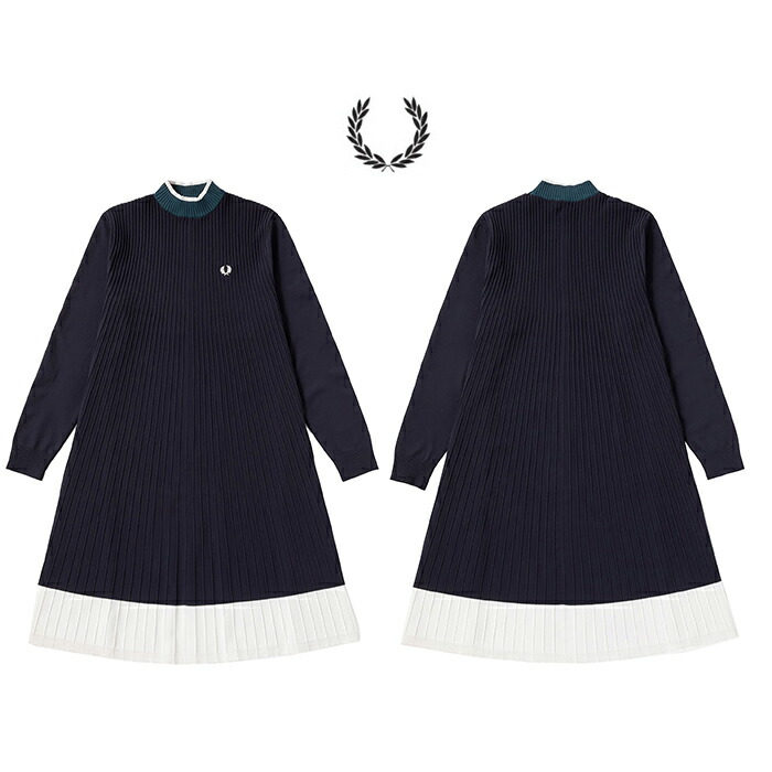 即発送⭐️フレッドペリー　Knitted Collar Shirt Dress 紺 フレッドペリー Knitted Collar Shirt Dress 紺 【公式通販】