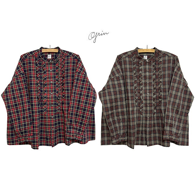 30%OFF SALE【Ladies】セールgrinグリンタータンチェックタックフリルシャツサイズ：２