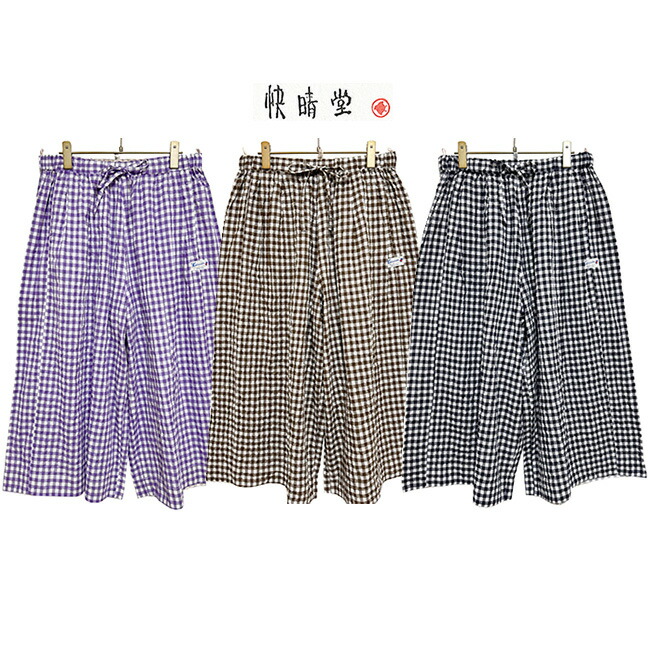 本品はポイント＋1倍です！快晴堂 [KAISEIDOU]かいせいどう Girl's リネンギンガム ふわりはかまパンツサイズ：F｜ＤＯＮＮＡ