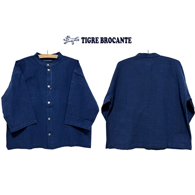 本品は尖んがり＋2倍です！TIGRE BROCANTE ティグルブロカンテHoot Indigoヤッコオープンシャツカラー：Indigo