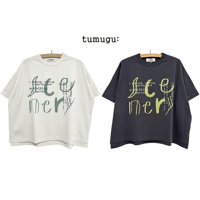 本品はポイント＋9倍です！ tumugu ツムグ コットンBD度詰め天竺 プリントTシャツ サイズ：F