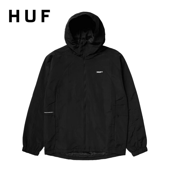 本品はポイント＋４倍です！ HUF(ハフ) ALL CAPS SHELL JACKET 防水・防風機能スタンダードシェルジャケット COLOUR:BLACK 【日本代理店正規品】