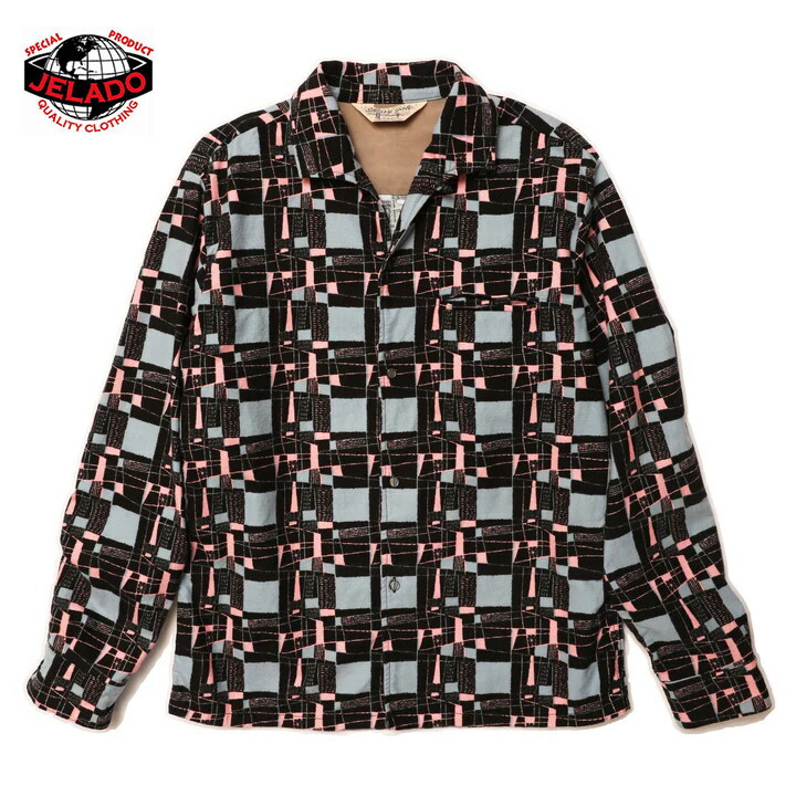SALE･30%OFF【大売り出し】JELADO（ジェラード）Vincent Shirt【SG11103】イタリアンカラーフランネルプリントシャツColour:Black【定まり取りまわし品】