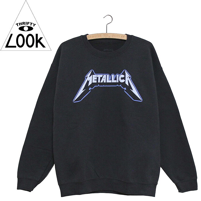 THRIFTY LOOK (スリフティールック)THRIFTY \"METALLICA\"" CREW SWEATヴィンテージ製作クルーネックスウェットシャツ(メタリカロゴプリントトレーナー)COLOUR:BLACK【日本代わりになる店置き目品】"
