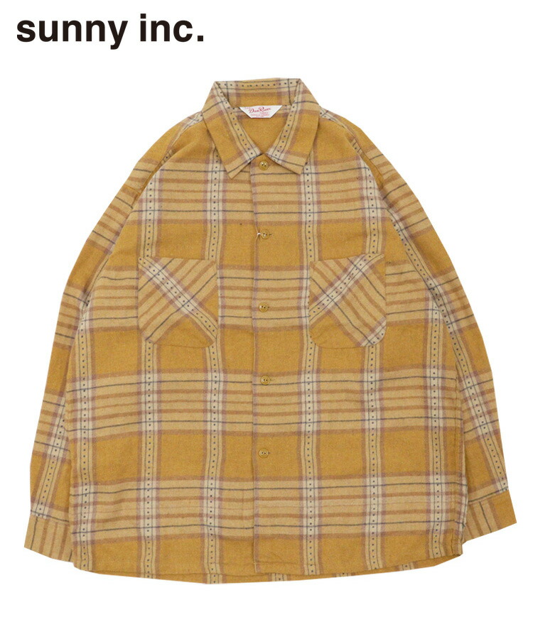SUNNY INC サニーインク メンズ シャツ CHECK PLAID BOX SHIRTS マスタード DR23F00200 DAN RIVER トップス チェックシャツ シンプル 新作 長袖 父の日 ギフト