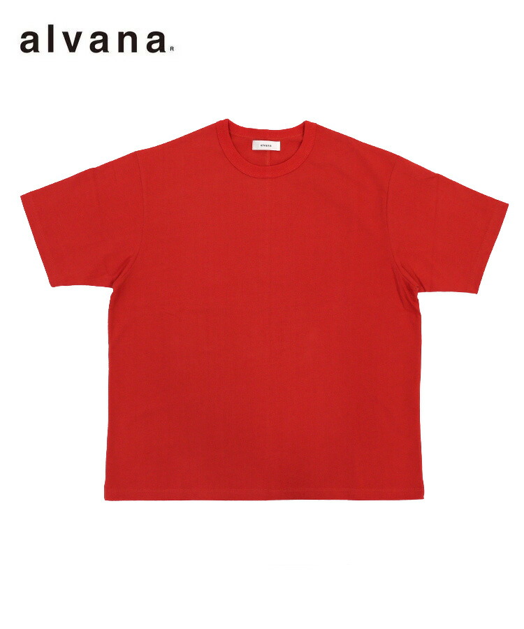 alvana アルヴァナ メンズ Tシャツ FADE CENTER SEAM S/S TEE SHIRTS レッド ACS-C010 トップス シンプル 定番 ベーシック 半袖 父の日 ギフト