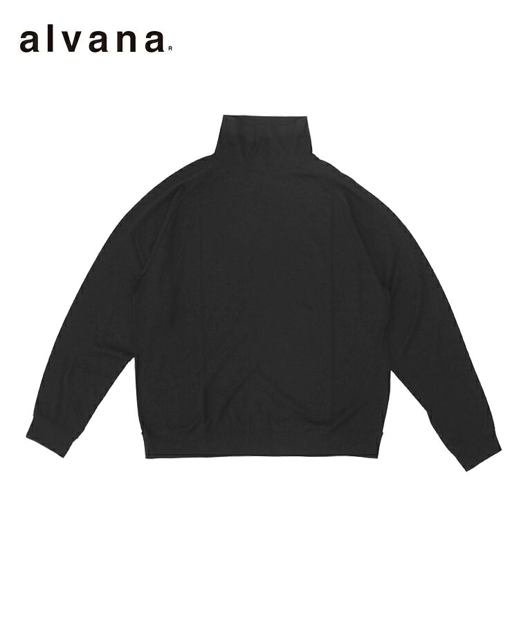alvana アルヴァナ メンズ Tシャツ MERINO WOOL TURTLENECK SWEAT TEE SHIRTS コアブラック AFW-25044 ロンT シンプル タートルネック ウール ベーシック 長袖 天竺 ウォッシャブル メリノウール
