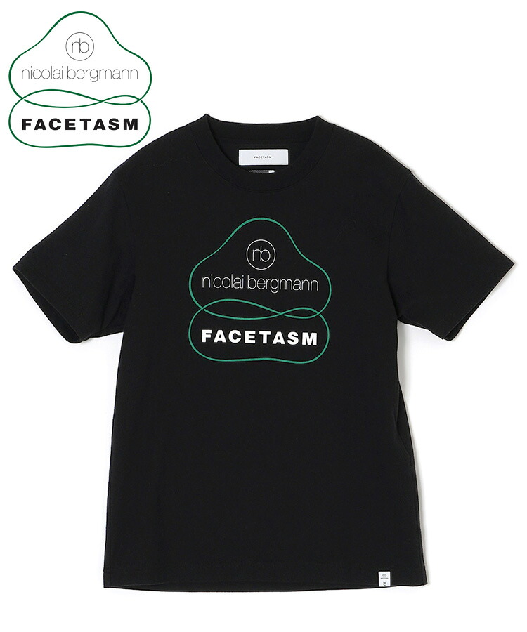 FACETASM ファセッタズム Nicolai Bergmann ニコライ・バーグマン Tシャツ メンズ レディース FACETASM x Nicolai Bergmann TEE ブラック NAT-TEE-U10 半袖 プリント ロゴ コラボ ユニセックス｜DONOBAN（ドノバン）