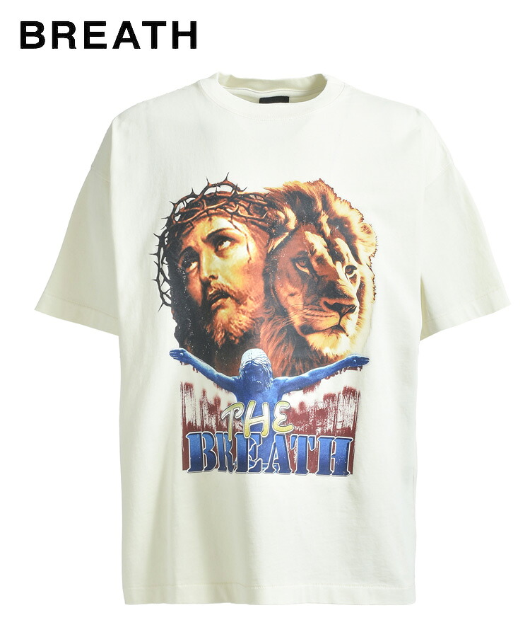BREATH ブレス メンズ Tシャツ ZION LOGO TEE クリーム BR25SS-C5014 BADHOP バッドホップ トップス クルーネック プリント ヒップホップ レディース ユニセックス｜DONOBAN（ドノバン）