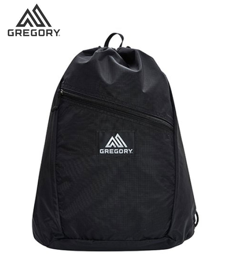 GREGORY グレゴリー バッグ ユニセックス ナップサック ブラック ロゴ ジッパー リュック スポーツ 通勤 通学 旅行 収納 メンズ レディース タウンユース アウトドア