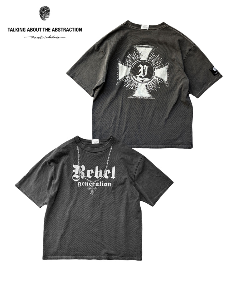 TALKING ABOUT THE ABSTRACTION トーキング アバウト ジ アブストラクション メンズ Tシャツ CROSS NECKLACE TEE ブラック 2526AW-T-005 トップス クルーネック プリント 半袖 レディース ユニセックス