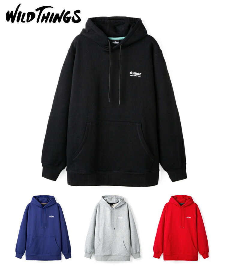 WILD THINGS ワイルドシングス メンズ パーカー SWEAT PULL PARKA スウェットプルパーカー WT25132IS ブラック パープルブルー グレー クリムゾン ロゴ タウンユース アウトドア カジュアル