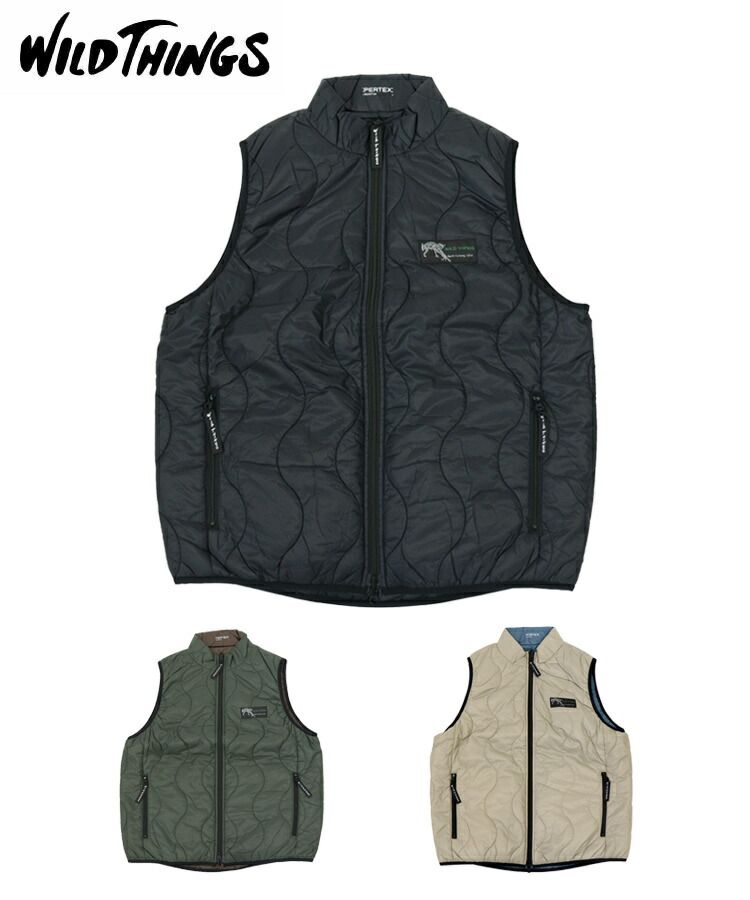 WILD THINGS ワイルドシングス メンズ ベスト REVERSIBLE BELAY VEST リバーシブル ビレイベスト WT25140SK ブラック×ブラック ダークグリーン×ブラウン ベージュ×Rブルー ロゴ タウンユース アウトドア カジュアル
