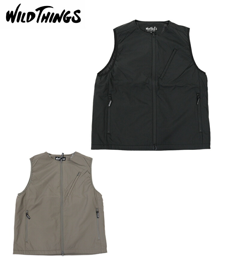 WILD THINGS ワイルドシングス メンズ ベスト DOTS LOFT MIDDLE VEST ドッツロフト ミドル ベスト WT252-13-Q4 ブラック ロック ロゴ タウンユース アウトドア カジュアル