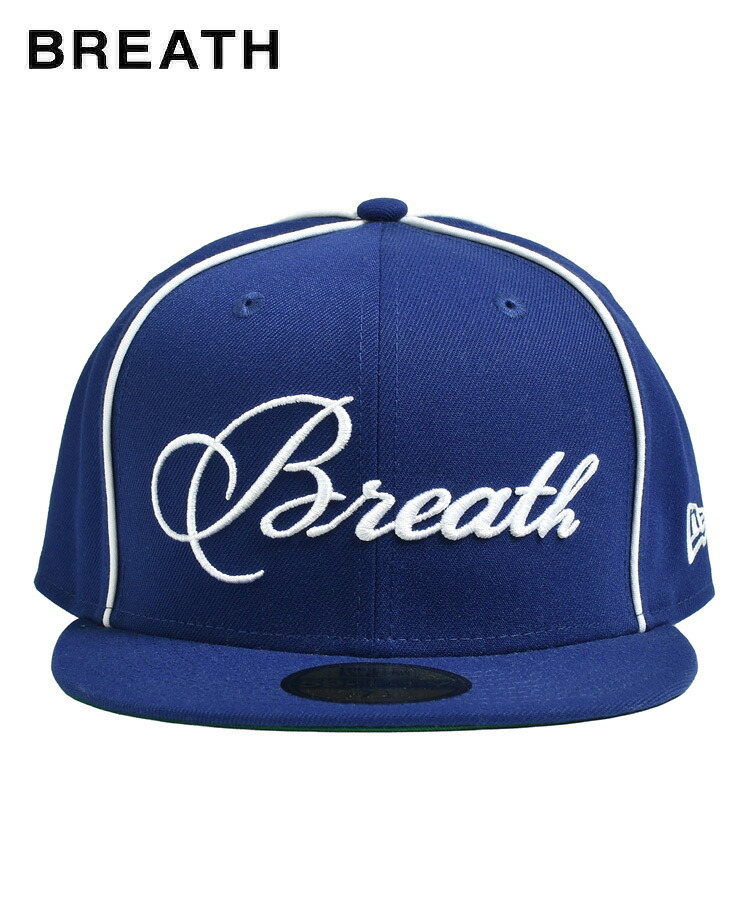 BREATH ブレス NEW ERA ニューエラ メンズ キャップ BREATH×NEW ERA SCRIPT LOGO PIPING 59FIFTY ロイヤル BR25AW-AC8901 帽子 ヒップホップ ロゴ レディース ユニセックス|DONOBAN(ドノバン)