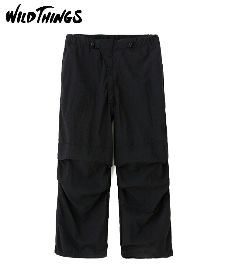 WILD THINGS ワイルドシングス LIGHT MONSTER PANTS ともし火 変わり種ズボン下 メンズ ズボン下 ナイロン WT26004SK 黒いこと ロゴタイプ 町若い衆 アウトドア 心地好い 撥水 ブラック