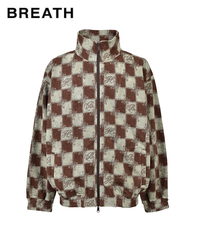 BREATH ブレス メンズ ジャケット BLOCK CHECK PILE JACKET ブラウン BR26SS-O0007 BADHOP バッドホップ トップス ジャガード パイル ブロックチェック ヒップホップ レディース ユニセックス の商品写真