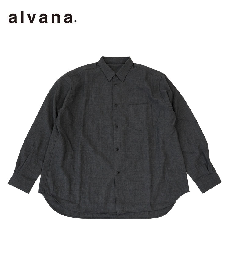 alvana アルヴァナ メンズ シャツ WOOL MILING L/S SHIRTS グレー ALV-00145 トップス ウール ミーリング シンプル 定番 半袖 ベーシック ユニセックス 28,050円