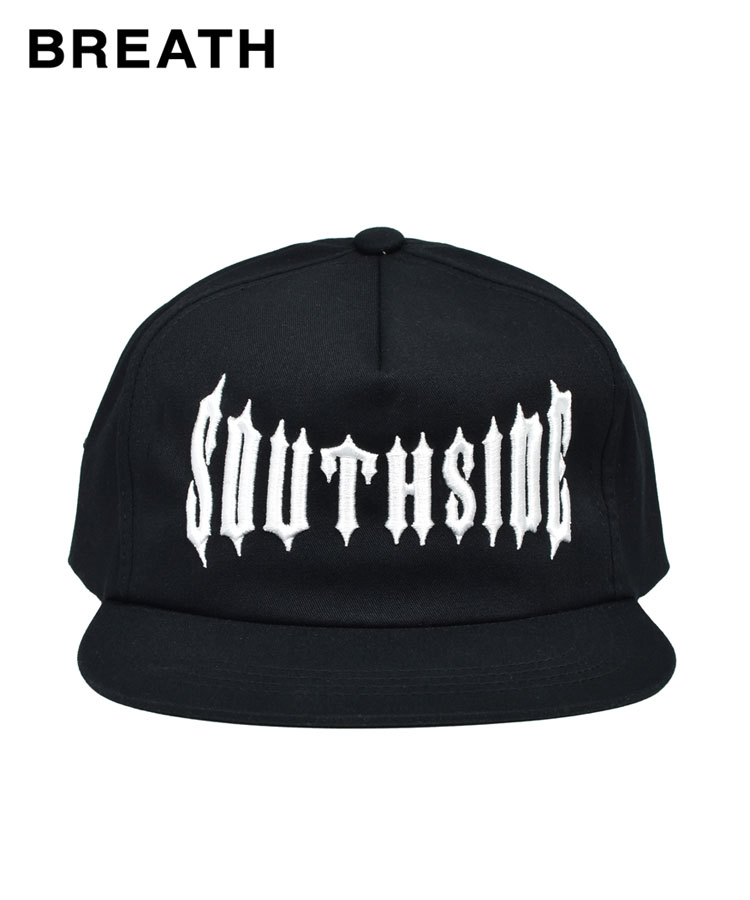 BREATH ブレス メンズ キャップ SOUTHSIDE CROSS 5 PANEL CAP ブラック BR26SS-AC8012 帽子 ヒップホップ ストリート ロゴ レディース ユニセックス 調節可 スナップ コットン ポリエステル エンブレム