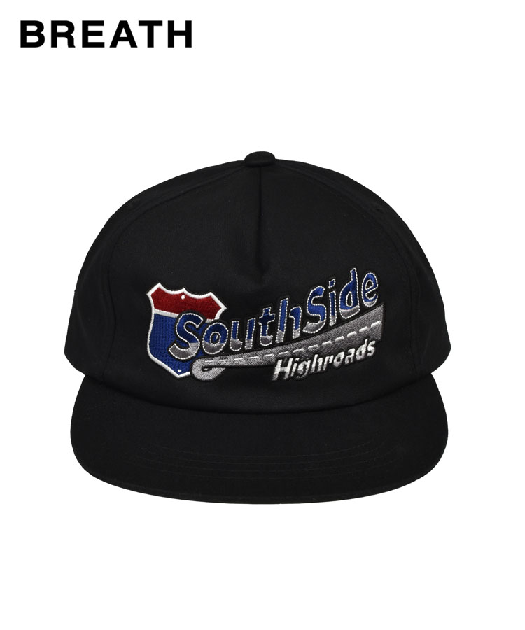 BREATH ブレス メンズ キャップ HIGHROADS 5 PANEL CAP ブラック BR26SS-AC8017 帽子 ヒップホップ ストリート ロゴ レディース ユニセックス 調節可 スナップ コットン ポリエステル｜DONOBAN（ドノバン）