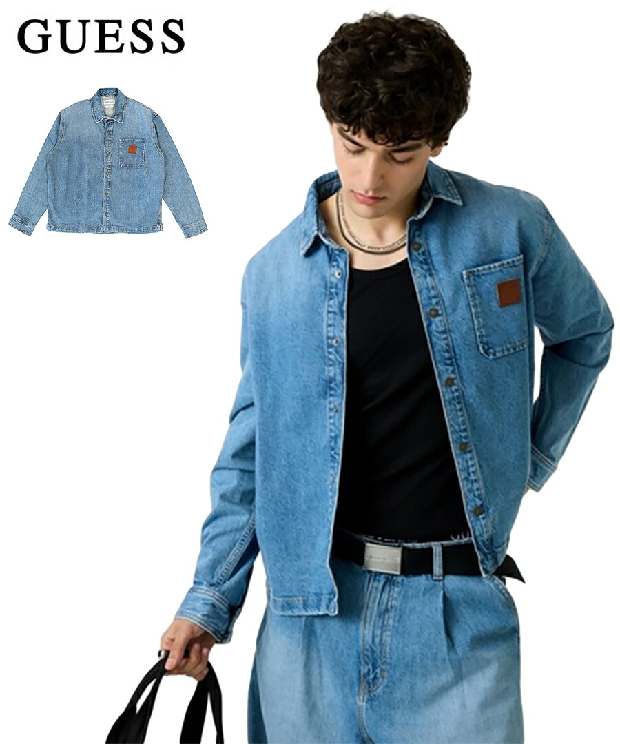 GUESS ゲス メンズ GUESS JEANS OVERSIZE CROP LS SHIRT M6GH51D5M5V トップス シャツ 長袖 ライトインディゴ オーバーサイズ シンプル レディース ユニセックス ストリート カジュアル｜DONOBAN（ドノバン）