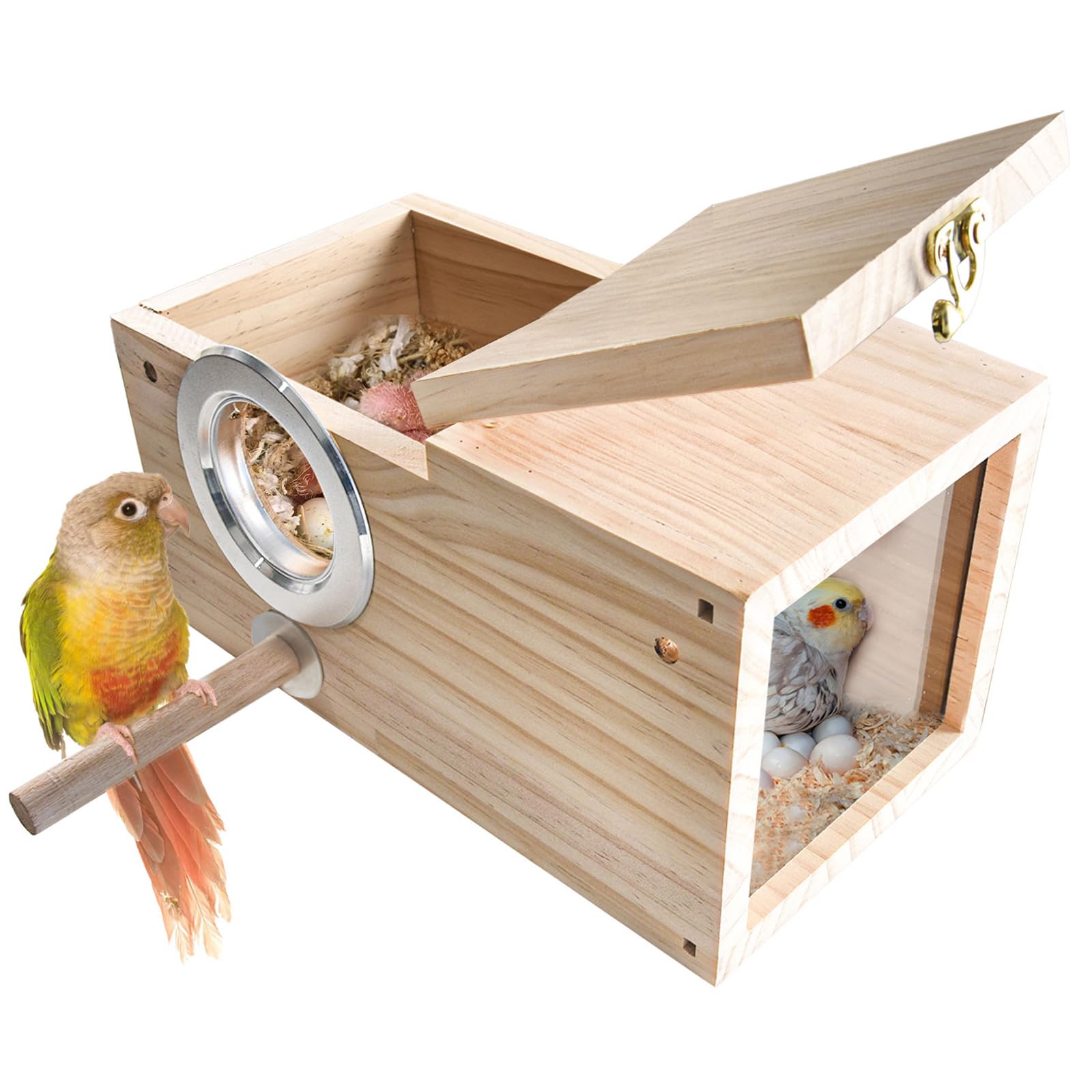 鳥の鳥小屋 インコ鳥の育てる鳥小屋 木製アクリル樹脂澄み切った鶏小屋 小さな巣付き添い人 小型オウム真理教 コニュアラブバード フィンチ (Medium)
