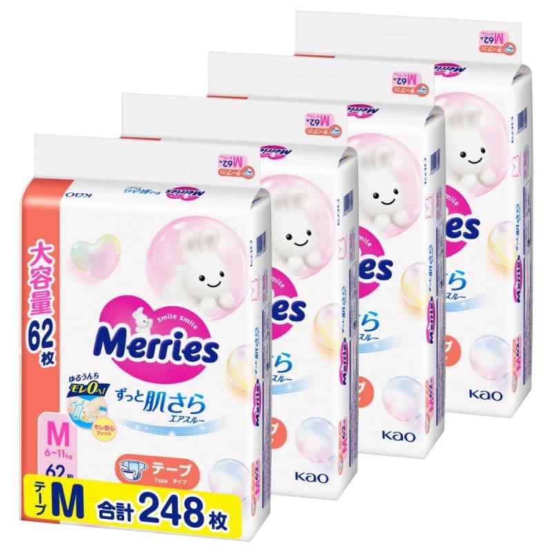 メリーズ 【テープ Mサイズ】さらさらエアスルー (6~11kg)248枚 (62枚×4) [ケース品]