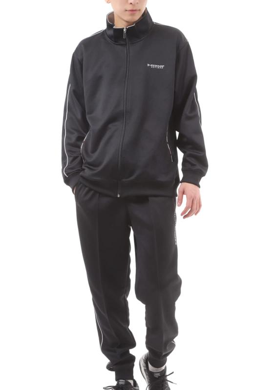 [ダンロップ] ジャージ 上下 セットアップ メンズ ランニングウェア トレーニングウェア ルームウェア (LL, black)
