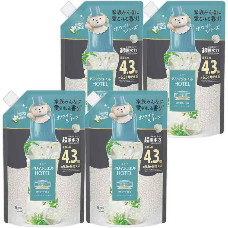 レノア アロマジュエル HOTEL お洗濯の香り付けビーズ ホワイトティーの香り 詰め替え 1810mL&times;4袋 [大容量] [ケース品] 柔軟剤を一緒に使って効果長続き｜DONZ STORE