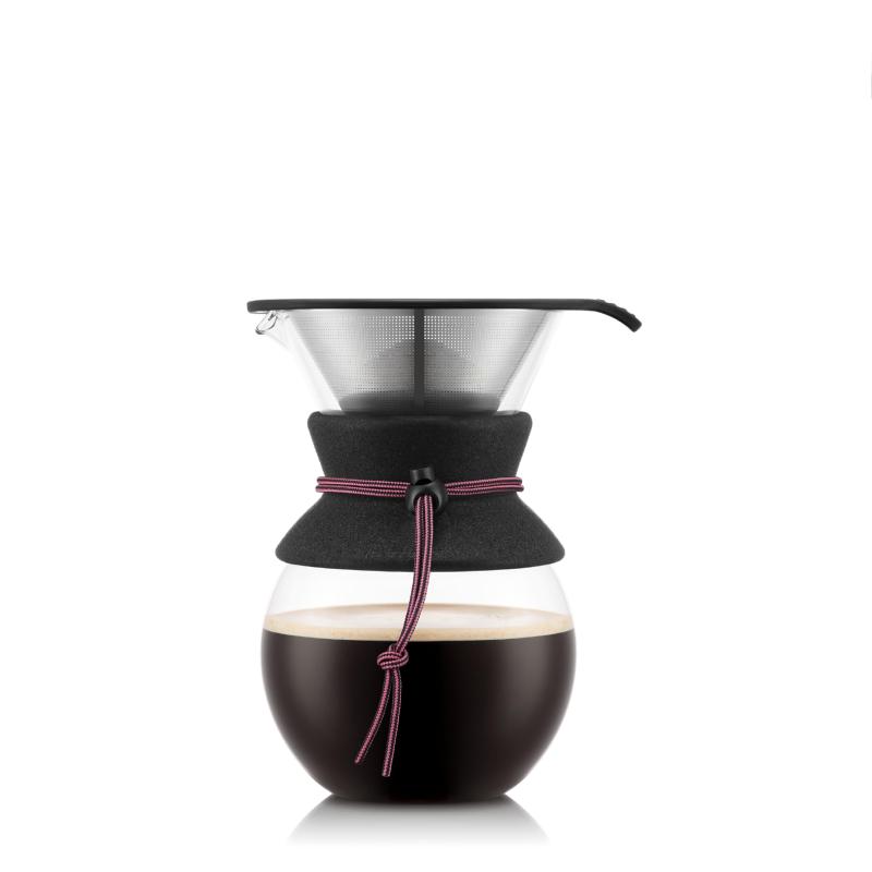 BODUM ボダム コーヒーメーカー ドリッパー POUR OVER プアオーバー ドリップ コーヒーメーカー 1000ml 80周年 ストロベリー ステンレスフィルター ガラスビーカー コーヒー 11571-53