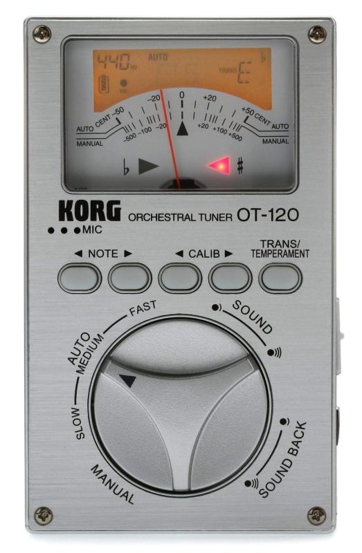KORG クロマチックチューナー 針式メーター OT-120 吹奏楽 ブラスバンド オーケストラ どんなコンサート・ピッチにも対応 100時間連続稼働 ソフトケース付属｜DONZ STORE