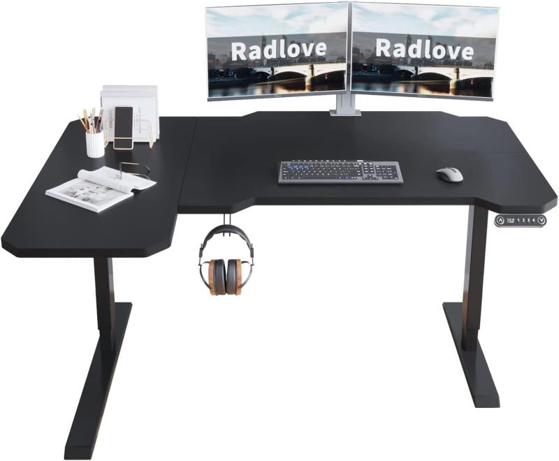 Radlove 昇降事務机 L字マイコン事務机 電動昇降式事務机 天板幅150CM×101コマーシャル ゲーミングデスク 机 スタンディングデスク パソコン事務机 つくえ 高さ合わせる能力のある 記憶装置役立つこと付き添い人 差しつかえさがし当てる 高さ 71~117コマーシャル (